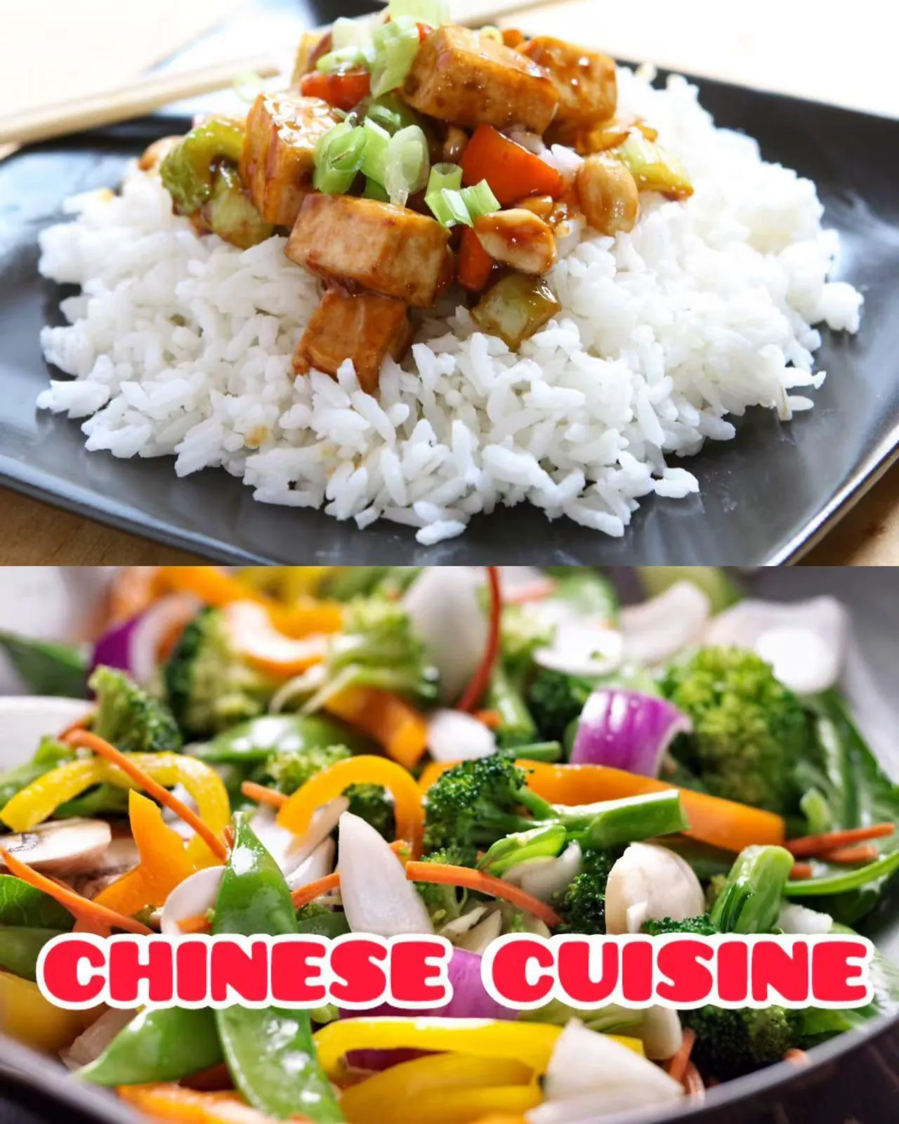 Teriyaki tofu rice bowl and fresh vegetable stir-fry at Wok & Roll Express, an Asian Restaurant in Leawood